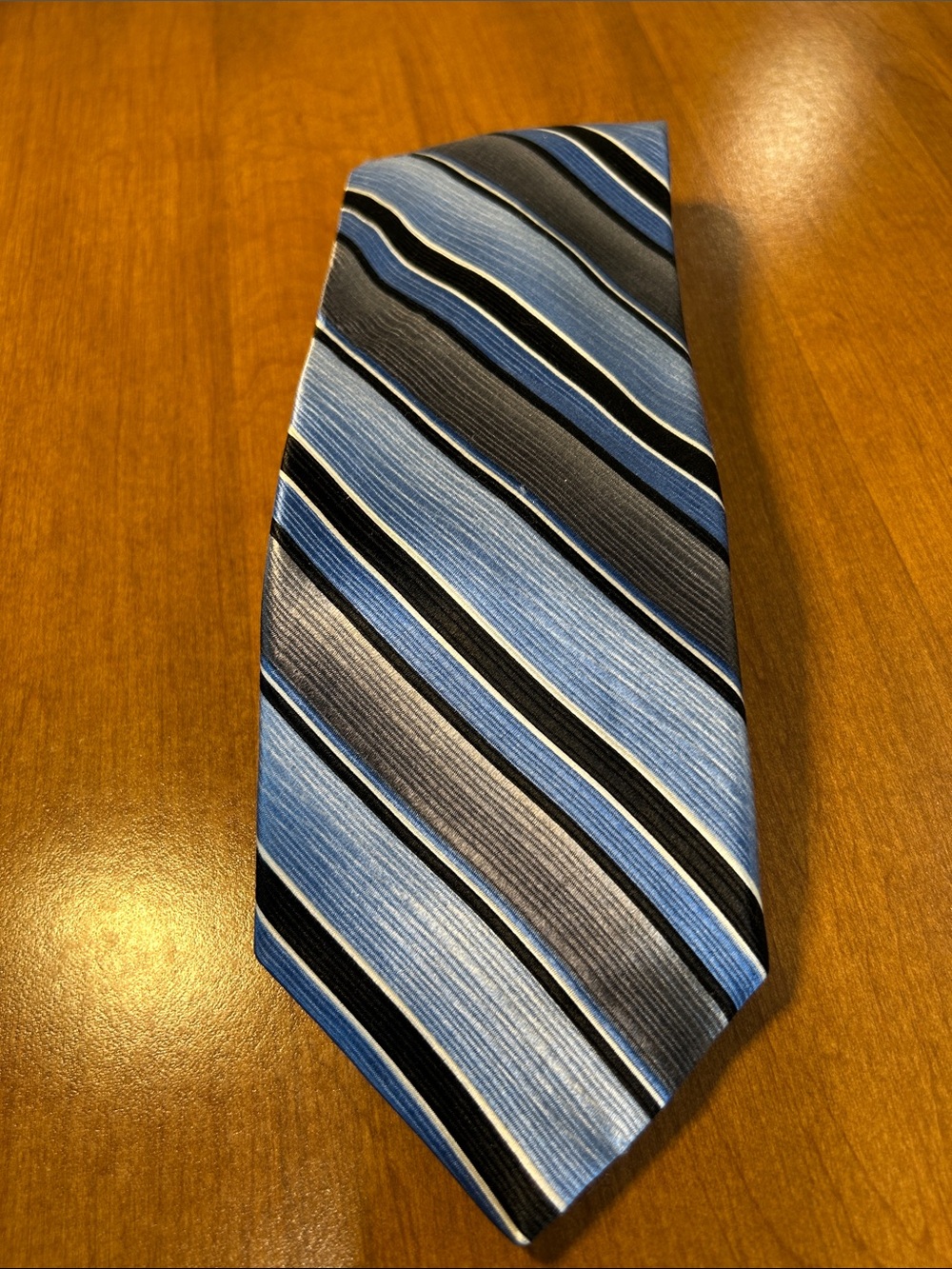 Covington Classic Blue and Black Striped Men's Tie 100% silk